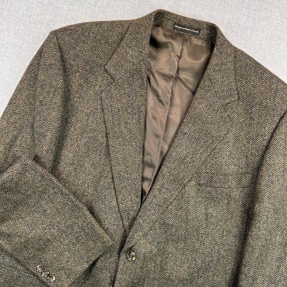 Vintage 90s Cricketeer Wool Tweed Sport Coat Blazer Men 48R Brown Academia Prep - Picture 16 of 16
